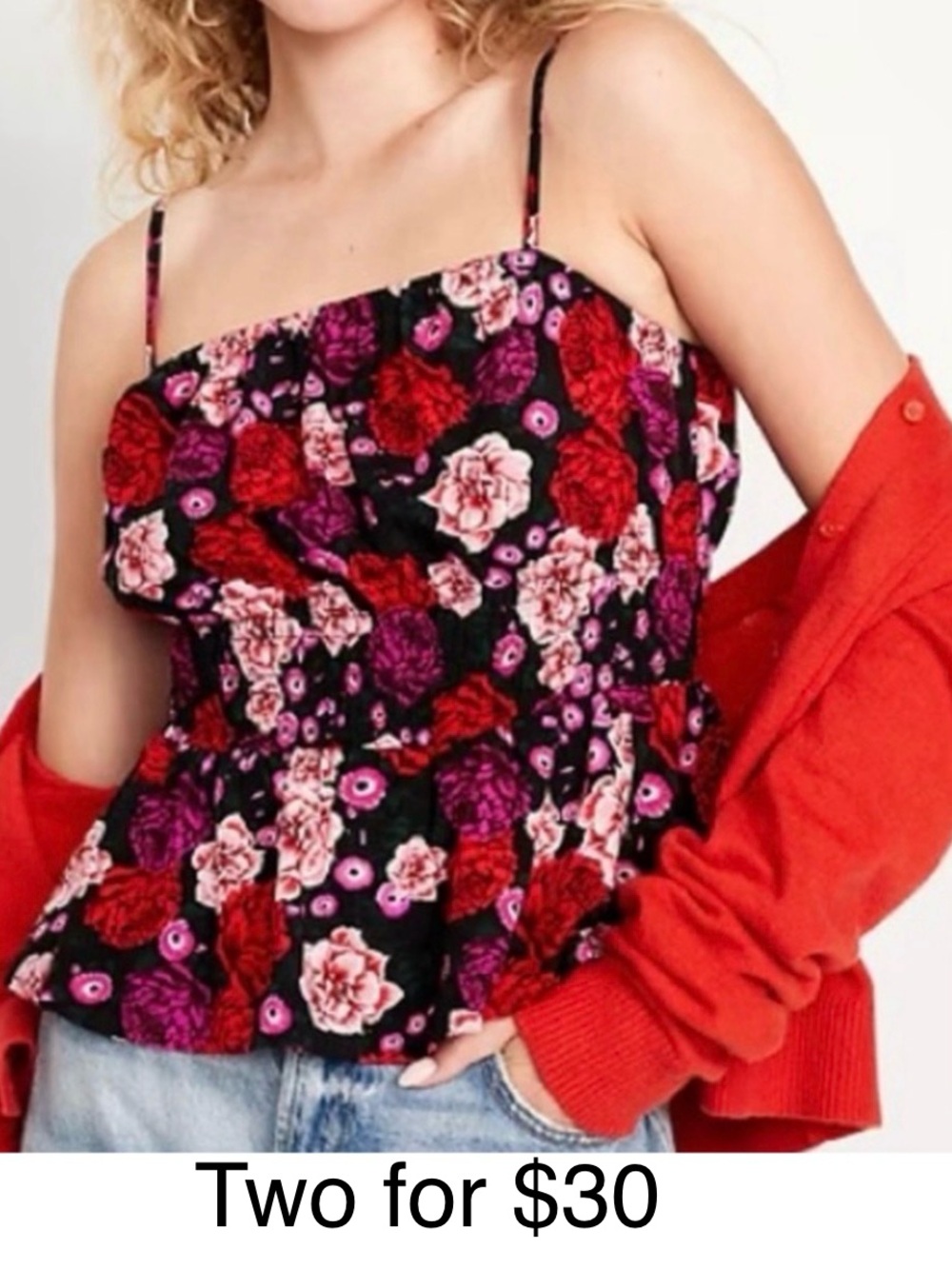Old Navy Floral Peplum Cami LARGE TALL